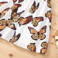 2pcs Kid Girl Ruffled Button Design Camisole and Butterfly Print Skirt Set Ginger