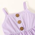 Baby Girl Button Design Solid Sleeveless Spaghetti Strap Dress Light Purple