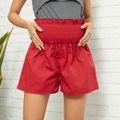 Maternity Smocked Red Casual Pants Burgundy image 3
