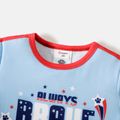 PAW Patrol 2pcs Toddler Boy Letter Print Independence Day Colorblock Short-sleeve Tee and Elasticized Shorts Set Blue