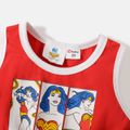 Wonder Woman Toddler Girl Sleeveless Layered Mesh Splice Cotton Dress REDWHITE