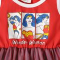 Wonder Woman Toddler Girl Sleeveless Layered Mesh Splice Cotton Dress REDWHITE