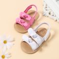 Baby / Toddler Dual Bow Decor Solid Sandals Prewalker Shoes Hot Pink image 2