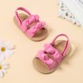 Baby / Toddler Dual Bow Decor Solid Sandals Prewalker Shoes Hot Pink image 4