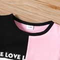 2pcs Baby Boy/Girl Letter Print Colorblock Short-sleeve Tee and Shorts Set Pink image 5