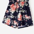 All Over Floral Print Blue Spaghetti Strap Romper Shorts for Mom and Me royalblue