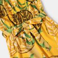 All Over Plants Print Yellow Off Shoulder Strapless Ruffle Belted Jumpsuit for Mom and Me Yellow image 4