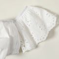 2pcs Baby Girl 100% Cotton Plaid Skirt and Ruffle-sleeve Bowknot Crop Top Set White image 3