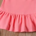 Canada Day Baby Girl 95% Cotton Graphic Ruffle Hem Cami Dress Pink