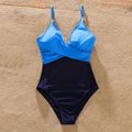 Family Matching Colorblock Spaghetti Strap One-Piece Swimsuit and Swim Trunks Shorts Blue