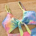 Family Matching Tie Dye V Neck Self-tie Hollow Out Spaghetti Strap One-Piece Swimsuit and Swim Trunks Shorts Multi-color image 4