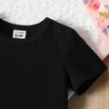 2pcs Baby Boy/Girl 95% Cotton Short-sleeve Letter Print Black T-shirt and Shorts Set Black