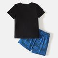 Batman 2pcs Kid Boy Colorblock Short-sleeve Tee and Allover Print Elasticized Shorts Set Deep Blue