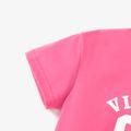 3pcs Kid Girl Black Tank Top & Letter Print Pink Crop Tee and Shorts Set Pink
