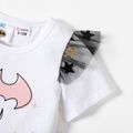 Batman 2pcs Baby Girl 95% Cotton Short-sleeve Graphic Top and Glitter Stars Mesh Skirt Set Black