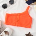 Baby Girl Button Design Solid One Shoulder Camisole Crop Top Roseo image 5