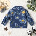 Baby Boy/Girl Floral Print Ripped Denim Long-sleeve Button Up Jacket Dark Blue