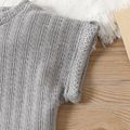 2pcs Baby Boy/Girl Solid Knitted Short-sleeve Top and Shorts Set Grey image 5