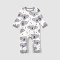 Family Matching All Over Koala Print Long-sleeve Pajamas Sets (Flame Resistant) White