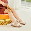 Toddler / Kid Lozenge Quilted Lace Up Decor Sandals Beige image 5
