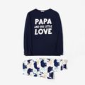Family Matching Long-sleeve Letter and Elephant Print Pajamas Sets (Flame Resistant) Blue image 4