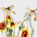 Family Matching All Over Yellow Sunflowers Floral Print Spaghetti Strap Dresses and Short-sleeve Shirts Sets yellowwhite image 3