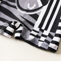 Baby Boy Zebra Print Striped Raglan-sleeve One-Piece Swimsuit Black