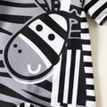 Baby Boy Zebra Print Striped Raglan-sleeve One-Piece Swimsuit Black