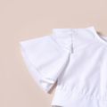 2pcs Toddler Girl Short Butterfly Sleeve White Tee and Bowknot Design Plaid Shorts Set BlackandWhite