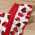 2pcs Baby Girl Red Love Heart Print Ruffle Sleeveless Splicing Jumpsuit with Headband Set Red