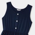 Family Matching Colorblock Button Front Sleeveless Maxi Dresses and Short-sleeve T-shirts Sets royalblue image 3