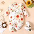 Baby Girl All Over Floral Print Long-sleeve Button Up Jumpsuit Multi-color
