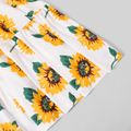 Family Matching Yellow Ruffle V Neck Spaghetti Strap Splicing Sunflowers Print Tiered Dresses and Short-sleeve T-shirts Sets Yellow image 5