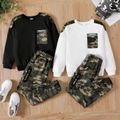 2-piece Kid Boy Camouflage Pocket Sweatshirt and Pants Sets White image 2