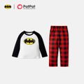 Justice League Family Matching Raglan-sleeve Graphic and Red Plaid Pajamas Sets (Flame Resistant) Red/White