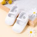Baby / Toddler Back Bow Decor Elastic Strap White Baptism Shoes White image 1