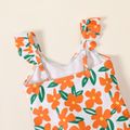 Baby Girl Flutter-sleeve Spaghetti Strap Floral Print Hollow-out One-Piece Swimsuit ColorBlock image 4
