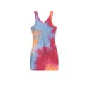 Tie Dye Ribbed Sleeveless Bodycon Dress for Mom and Me Orange red