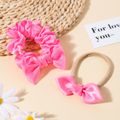 2-pack Solid Bow Scrunchie for Mom and Me Pink