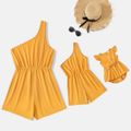 Yellow One Shoulder Sleeveless Romper for Mom and Me Yellow image 1