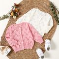 Baby Girl All Over Love Herz Design Solide gestrickte Langarm-Cardigan mit Knöpfen rosa