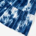 Family Matching Blue Tie Dye Spaghetti Strap Tiered Dresses and Short-sleeve T-shirts Sets Blue