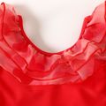 Baby Girl Red Layered Mesh Ruffle Strappy One-Piece Swimsuit Red