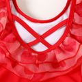 Baby Girl Red Layered Mesh Ruffle Strappy One-Piece Swimsuit Red