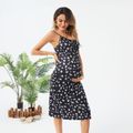 Maternity Ditsy Floral Print Lace Up Cami Dress Black