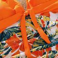 Family Matching Orange and All Over Tropical Plant Print Splicing Ruffle One-Piece Swimsuit and Swim Trunks Shorts Orange image 5
