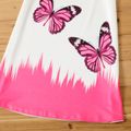Kid Girl Butterfly Print Colorblock Cold Shoulder Short-sleeve Dress White image 5