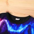 2pcs Kid Boy Animal Wolf Print Colorblock Short-sleeve Tee and Black Shorts Set Black image 4