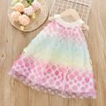 Toddler Girl Floral Bowknot Design Sleeveless Mesh Dress Colorful