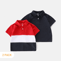 2-Pack Toddler Boy Casual Colorblock/Dark Blue Short-sleeve Polo Shirt MultiColour
